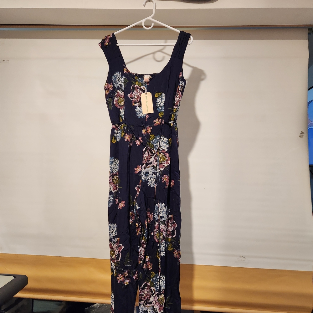 Floral B O G Navy Jumpsuit NWT